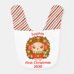 My First Christmas cute baby girl name Baby Bib