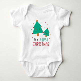 My First Christmas - Cute Christmas Trees Baby Bodysuit