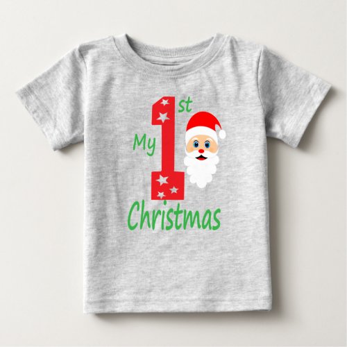 My First Christmas Cute Modern Santa Claus Baby T_Shirt