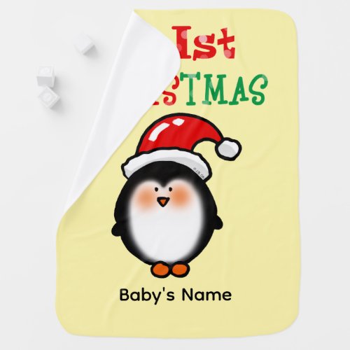 My First Christmas Cute Penguin Baby Blanket