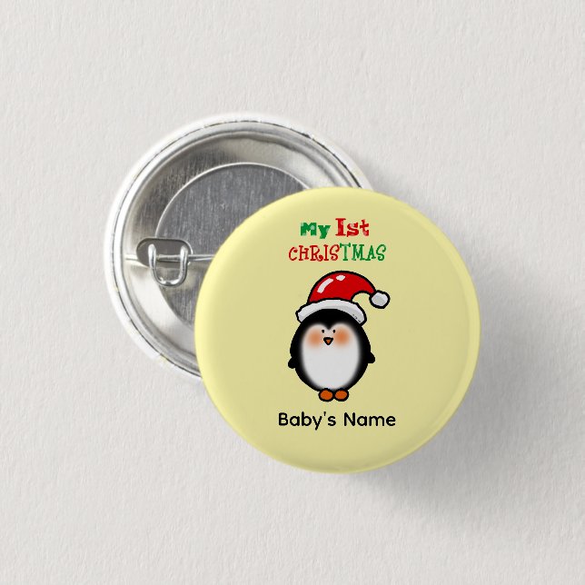 My First Christmas Cute Penguin Button (Front & Back)