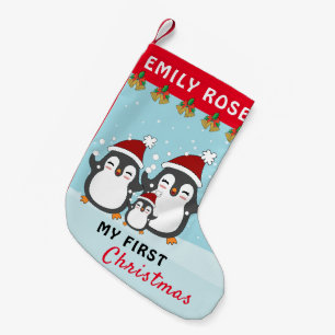 My First Christmas Cute Penguin Family Holiday Small Christmas Stocking