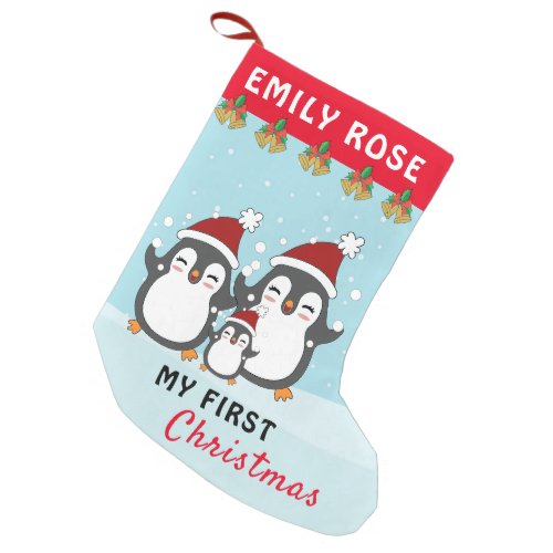 My First Christmas Cute Penguin Family Holiday Small Christmas Stocking