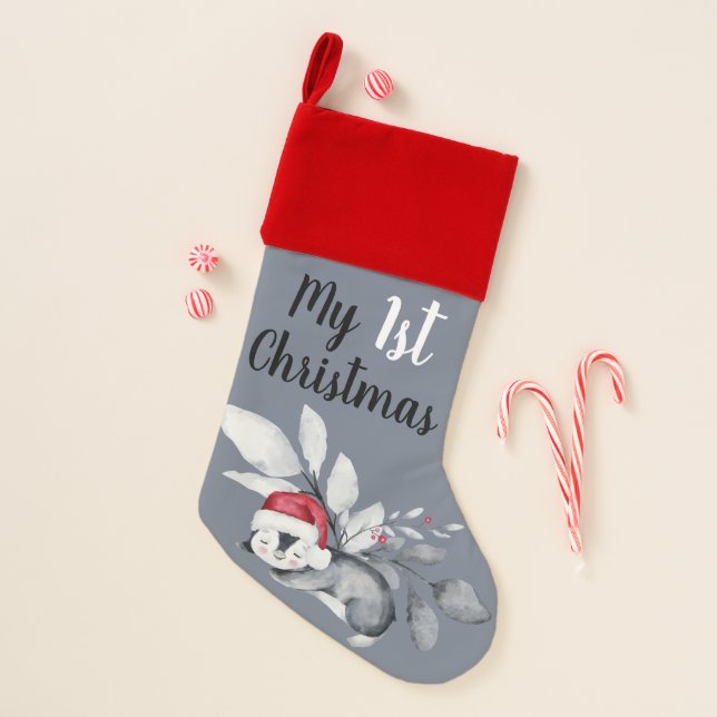 My First Christmas | Cute Penguin Holiday  Stocking (Front)