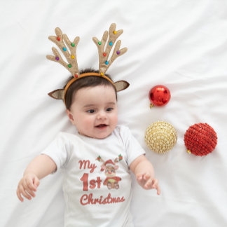 My First Christmas - Cute Reindeer Baby Bodysuit