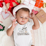My First Christmas Cute Reindeer Script Baby Baby Bodysuit<br><div class="desc">My First Christmas Cute Reindeer Script Baby. Celebrate your baby's first christmas with this fun design.</div>