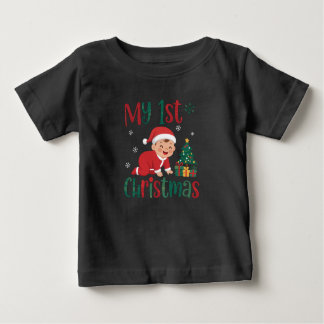 My First Christmas Cute Santa Baby Holiday Tree Baby T-Shirt