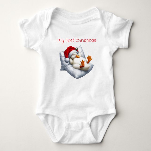 My First Christmas Duck Baby Bodysuit (Front)