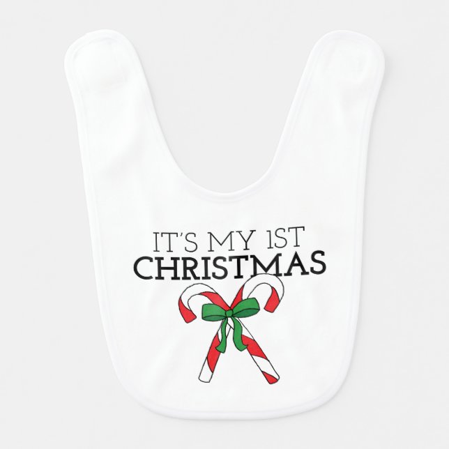 My First Christmas  First Holiday With a Baby Baby Bib (Front)