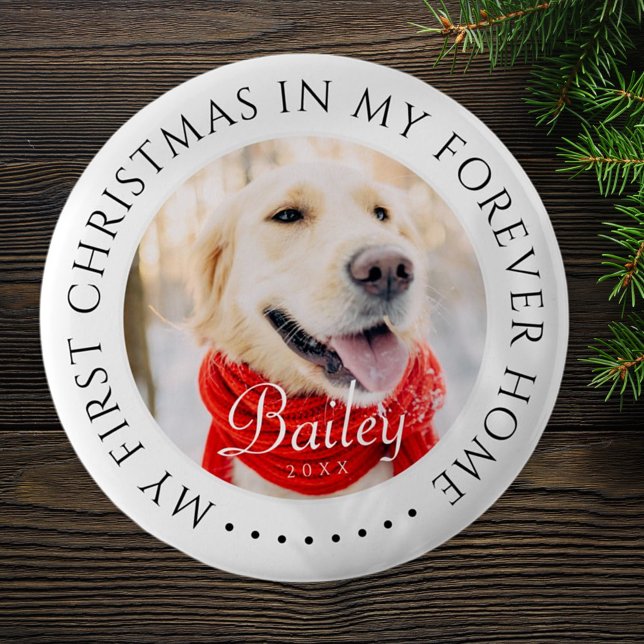 My First Christmas Forever Home Modern Pet Photo Button (Creator Uploaded)