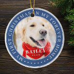 My First Christmas Forever Home Modern Pet Photo Ceramic Ornament<br><div class="desc">This simple and classic design is composed of serif typography and add a custom photo. "My First Christmas in my forever home" encircles the custom photo.</div>