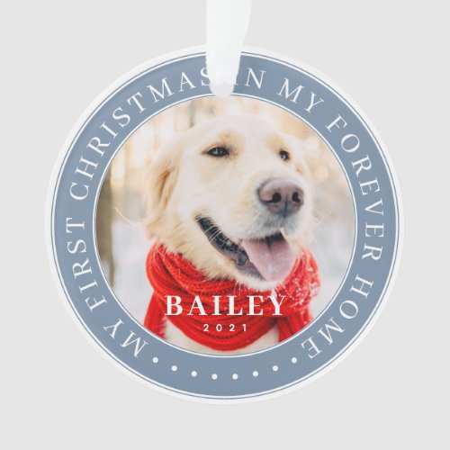 My First Christmas Forever Home Modern Pet Photo Ornament