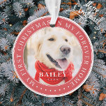My First Christmas Forever Home Modern Pet Photo Ornament<br><div class="desc">This simple and classic design is composed of serif typography and add a custom photo. "My First Christmas in my forever home" encircles the custom photo.</div>