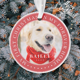 My First Christmas Forever Home Modern Pet Photo Ornament