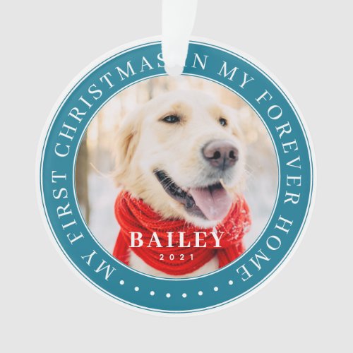 My First Christmas Forever Home Modern Pet Photo Ornament