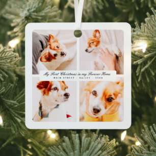My First Christmas Forever Home Modern Pet Photos Metal Ornament
