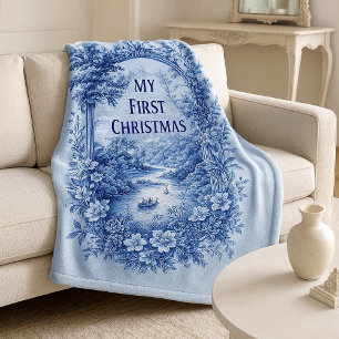 My First Christmas French Toile Grand Garden Arch  Baby Blanket