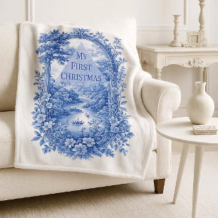 My First Christmas French Toile Landscape Grandeur Baby Blanket