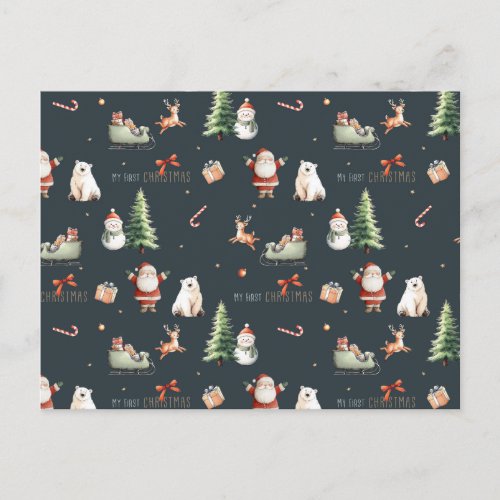 My First Christmas gift present Santa Postcard