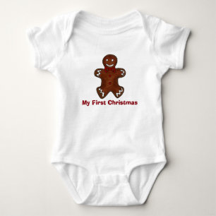 My First Christmas Gingerbread Man Boy Cookie Baby Bodysuit