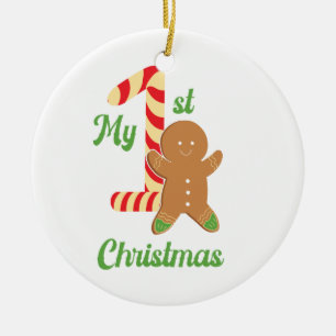 My First Christmas Gingerbread Man on a  Ceramic Ornament