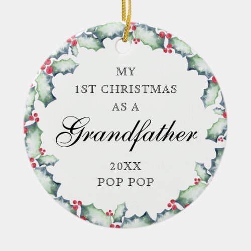 My First Christmas_Grandfather Photo Keepsake Ceramic Ornament