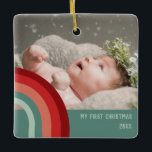 My First Christmas Groovy Retro Ceramic Ornament<br><div class="desc">My First Christmas Groovy Retro ornament</div>