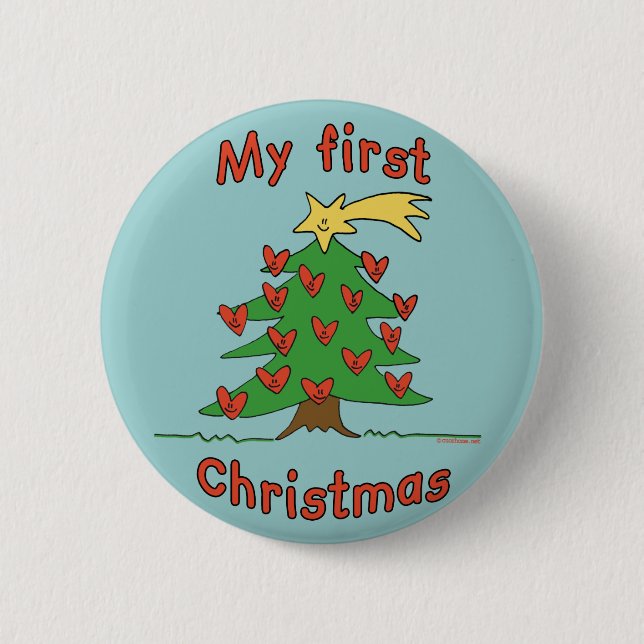 My First Christmas (Happy Tree design) Button (Front)