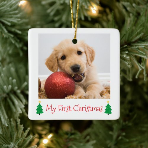 My First Christmas Holiday Pet Puppy Ceramic Ornament