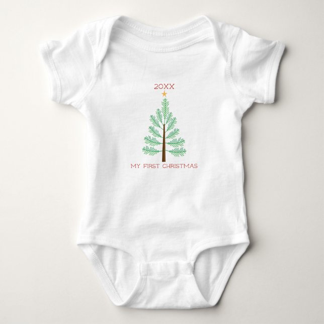 My First Christmas Holiday Tree Baby Bodysuit (Front)