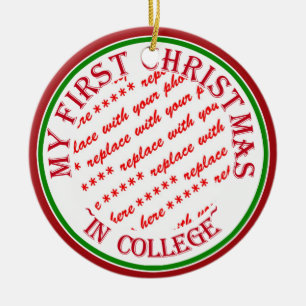 My First Christmas In College Photo Frame Ceramic Ornament