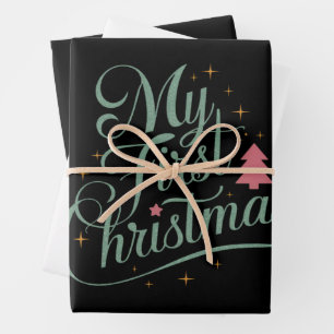 My First Christmas Matching Family Xmas Newborn Wrapping Paper Sheets