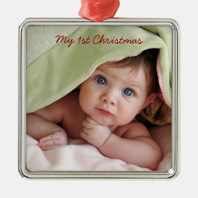 My First Christmas Metal Photo Ornament (Front)