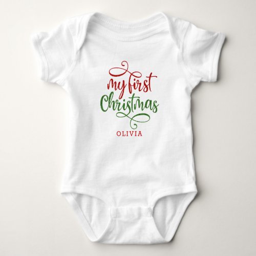 My First Christmas Name Baby Baby Bodysuit