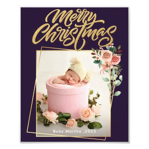 My First Christmas Name Year Baby Photo poster