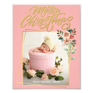 My First Christmas Name Year Baby Photo poster