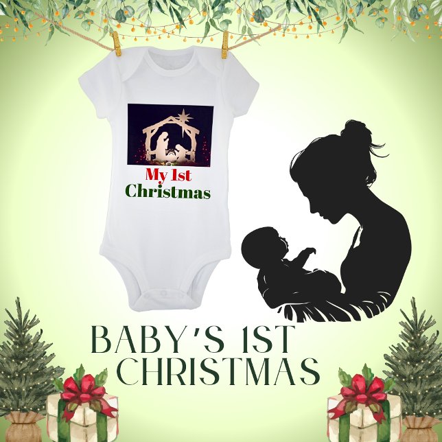 My First Christmas Nativity Baby Bodysuit (Baby's 1st Christmas)