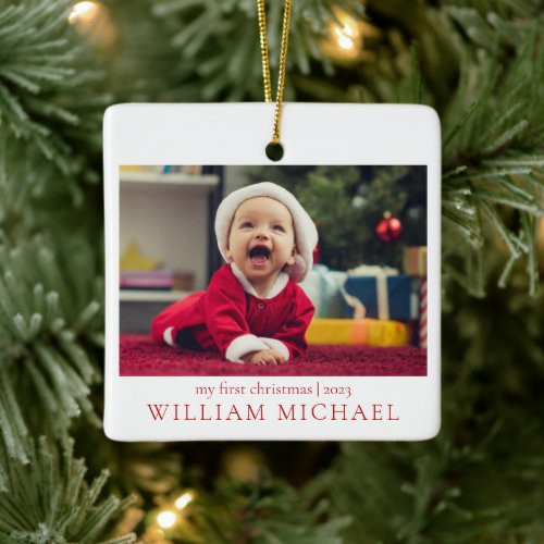 My First Christmas New Baby Photo Ceramic Ornament