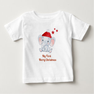 My first Christmas new born babies- Santa elephant Baby T-Shirt