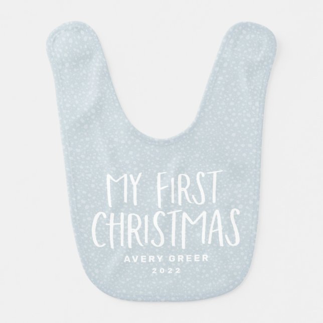 My first Christmas newborn baby personalized Bib (Front)