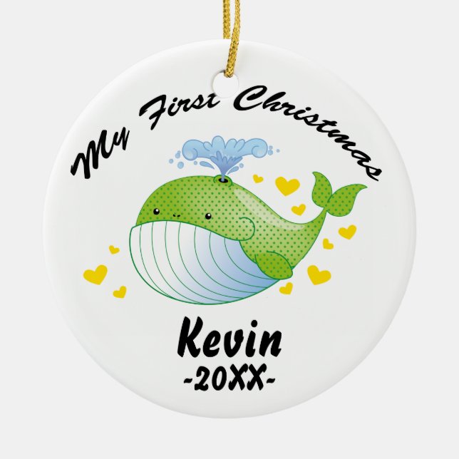My First Christmas Ornament - Baby whale template (Front)