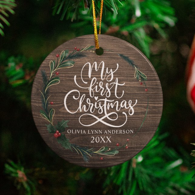 My First Christmas Ornament with Birth Stats (My first Christmas ornament hanging on Christmas tree)