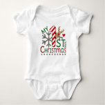My First Christmas Outfit With Reindeer Baby Bodysuit at Zazzle