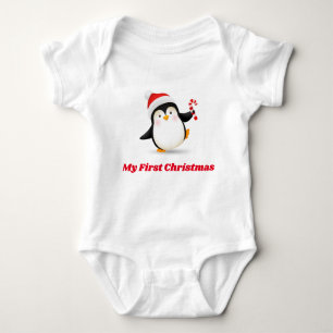 My First Christmas Penguin Baby Bodysuit