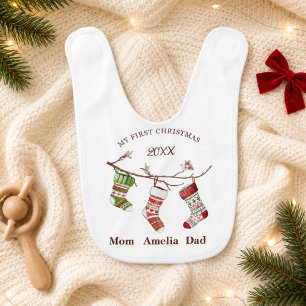My First Christmas Personalized Baby Bib