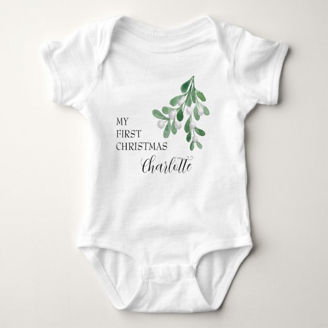 My first Christmas Personalized Baby Bodysuit (Front)