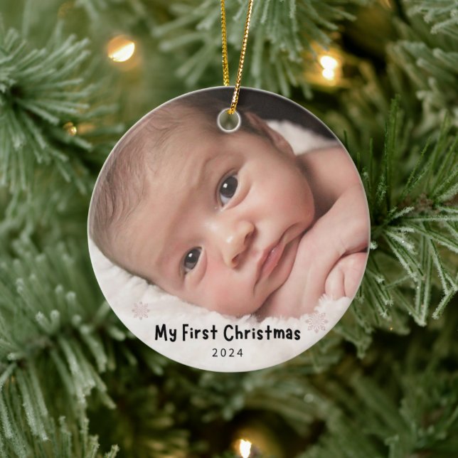 My First Christmas – Personalized Baby Photo  Ceramic Ornament (Tree)
