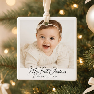 My First Christmas Personalized Baby Photo Name Ceramic Ornament