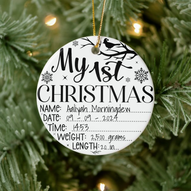 My First Christmas Personalized Name Date Time Ceramic Ornament (Tree)