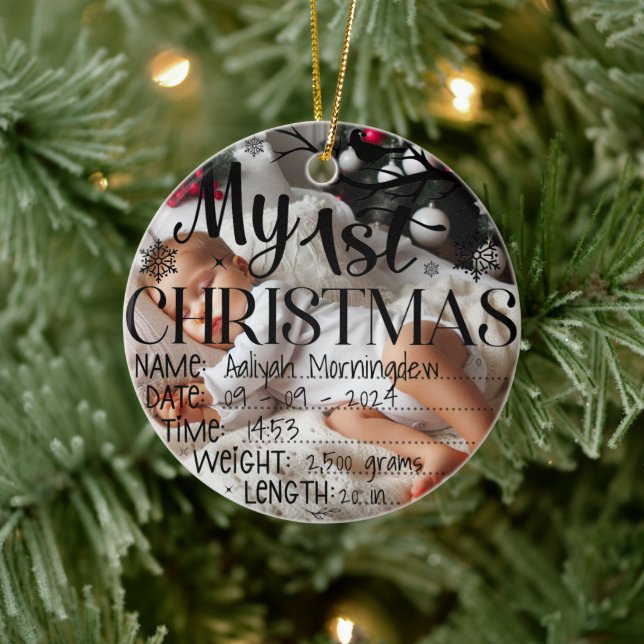 My First Christmas Personalized Name Date Time Ceramic Ornament (Tree)